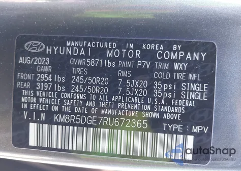 2024 Hyundai Palisade Limited из США, поврежденный, VIN KM8R5DGE7RU672365